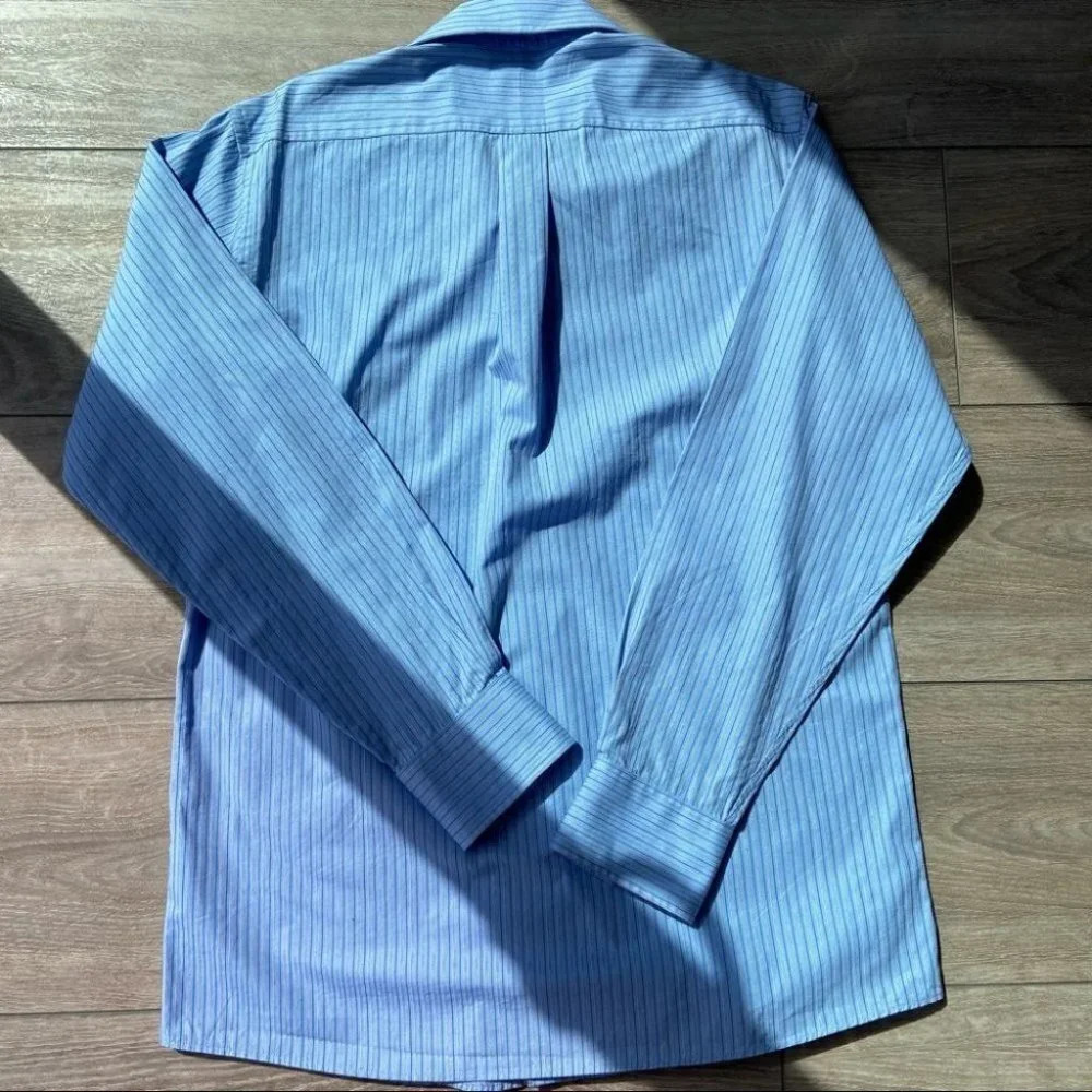 Michael Kors Blue Striped Button Down Dress Shirt - Picture 10 of 14